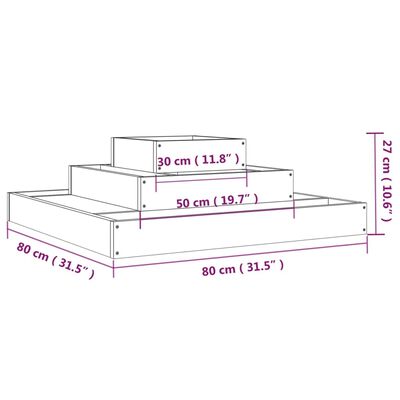 vidaXL Jardinera de madera maciza de pino blanco 80x80x27 cm