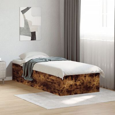 vidaXL Estructura de cama madera de ingeniería roble ahumado 90x200 cm