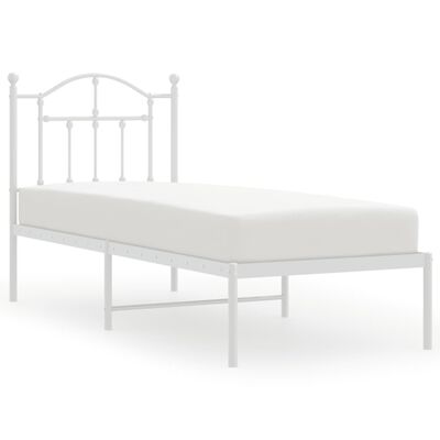 vidaXL Estructura cama sin colchón con cabecero metal blanco 75x190 cm