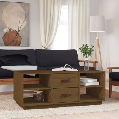 vidaXL Mesa de centro madera maciza de pino marrón miel 100x50x41 cm