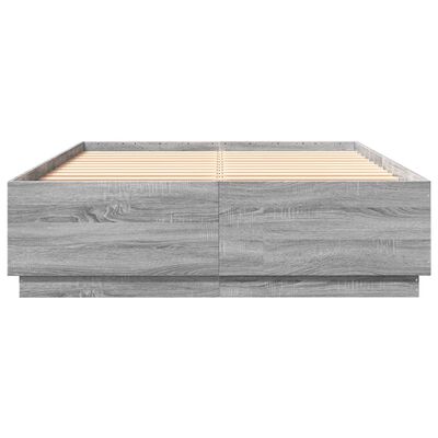 vidaXL Estructura cama con luces LED madera gris Sonoma 140x200 cm