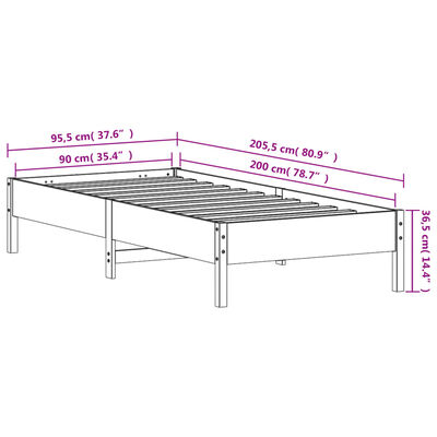 vidaXL Estructura de cama sin colchón madera de pino marrón 90x200 cm