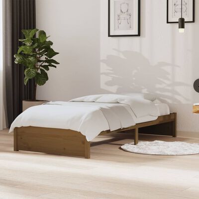 vidaXL Estructura de cama madera maciza marrón miel 90x190 cm