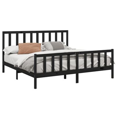 vidaXL Estructura de cama de madera maciza de pino negra 200x200 cm