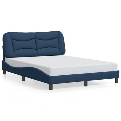 vidaXL Estructura de cama con luces LED tela azul 140x200 cm