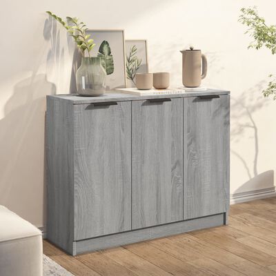 vidaXL Aparador de madera contrachapada gris Sonoma 90,5x30x70 cm