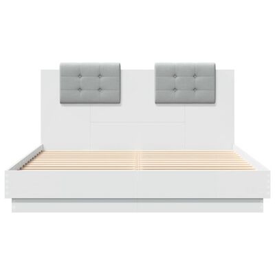 vidaXL Estructura de cama con cabecero y luces LED blanco 150x200 cm