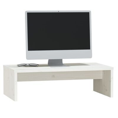 vidaXL Soporte de monitor madera maciza de pino blanco 50x27x15 cm