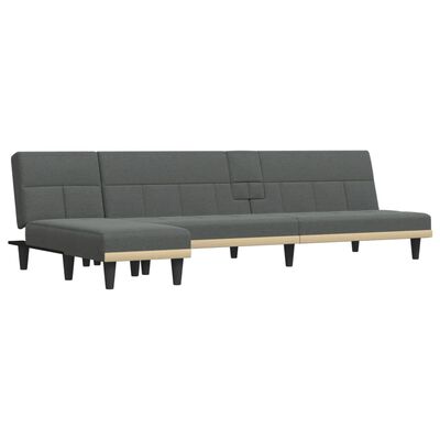 vidaXL Sofá cama en forma de L tela gris oscuro 255x140x70 cm