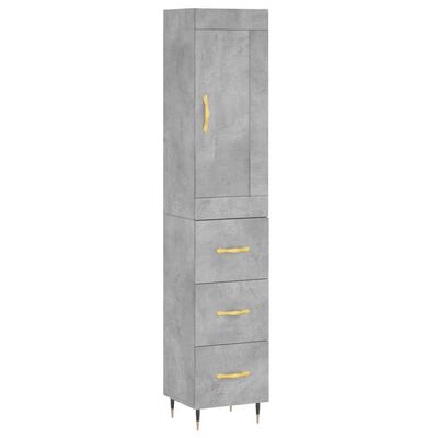 vidaXL Aparador de madera contrachapada gris hormigón 34,5x34x180 cm