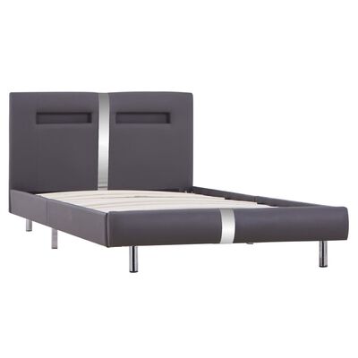 vidaXL Estructura de cama con LED sin colchón cuero gris 90x200 cm