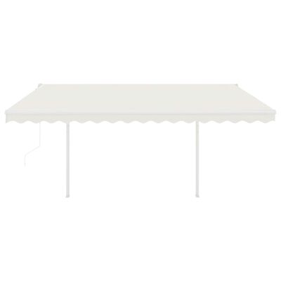 vidaXL Toldo retráctil automático con postes crema 4,5x3 m