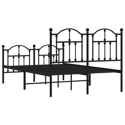 vidaXL Estructura de cama cabecero y estribo metal negro 120x200 cm