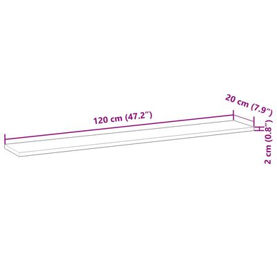 vidaXL Estantes flotantes 3 uds madera acacia sin tratar 120x20x2 cm