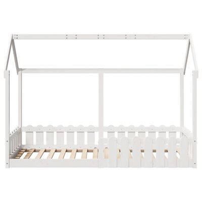 vidaXL Cama con forma de casa de niños madera maciza blanca 80x200 cm