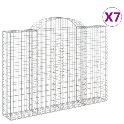 vidaXL Cestas gaviones 7 uds forma de arco hierro 200x30x140/160 cm