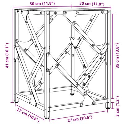 vidaXL Mesa de centro acero superficie vidrio transparente 30x30x41 cm