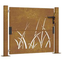 vidaXL Puerta de jardín acero corten diseño hierba 105x105 cm