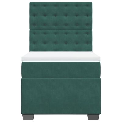 vidaXL Cama box spring con colchón terciopelo verde oscuro 90x190 cm