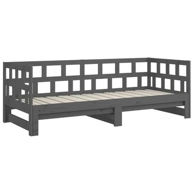 vidaXL Sofá cama extraíble madera maciza de pino gris 2x(90x200) cm