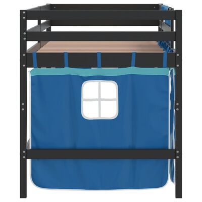 vidaXL Cama alta para niños con cortinas madera pino azul 90x190 cm