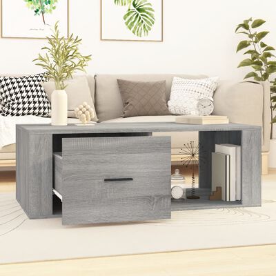 vidaXL Mesa de centro madera contrachapada gris Sonoma 100x50,5x35 cm