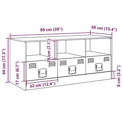 vidaXL Mueble de TV de acero verde oliva 99x39x44 cm