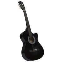 vidaXL Guitarra Clásica Western Cutaway con 6 cuerdas negra 38"