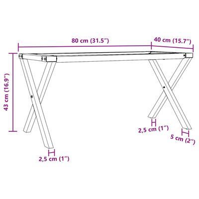 vidaXL Patas de mesa de centro estructura X hierro fundido 80x40x43 cm