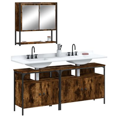 vidaXL Set de muebles baño 3 pzas madera contrachapada roble ahumado