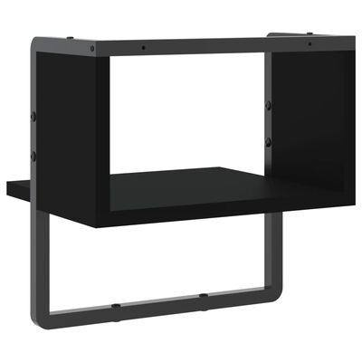 vidaXL Estante de pared con barra negro 30x25x30 cm