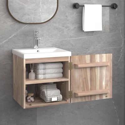 vidaXL Armario de baño de pared madera maciza de teca 41x38x40 cm