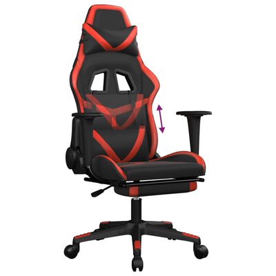 vidaXL Silla gaming con reposapiés cuero sintético negro rojo