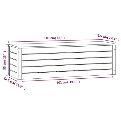 vidaXL Caja de almacenaje madera maciza de pino 109x36,5x33 cm