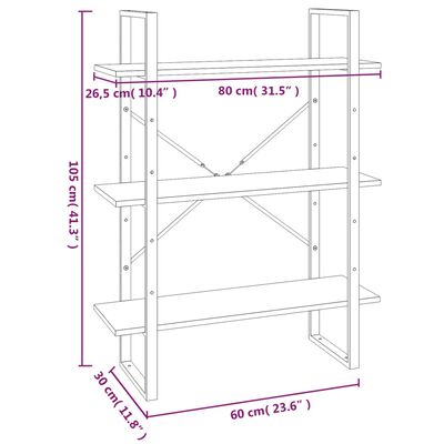 vidaXL Estantería de 5 niveles contrachapada gris Sonoma 80x30x175 cm