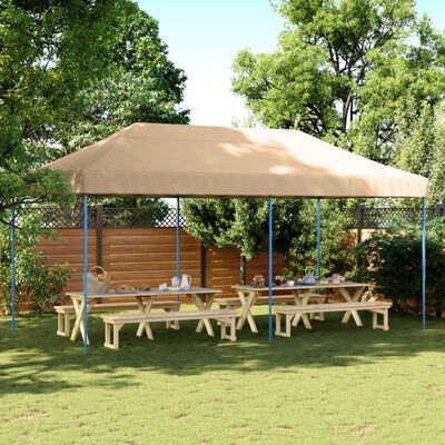 vidaXL Tienda de fiesta plegable Pop-Up beige 580x292x315 cm