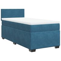 vidaXL Cama box spring con colchón terciopelo azul oscuro 90x190 cm