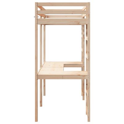 vidaXL Estructura de cama alta con escritorio madera de pino 90x200 cm