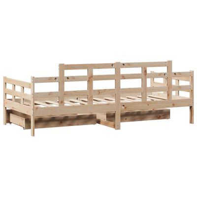 vidaXL Sofá cama con cajones madera maciza de pino 80x200 cm