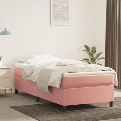 vidaXL Estructura de cama de terciopelo rosa 100x200 cm