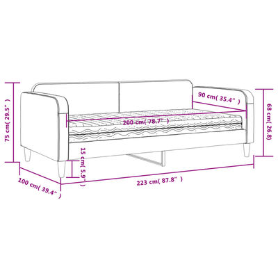 vidaXL Sofá cama con colchón tela crema 90x200 cm