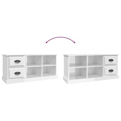 vidaXL Mueble de TV madera contrachapada blanco brillo 102x35,5x47,5cm