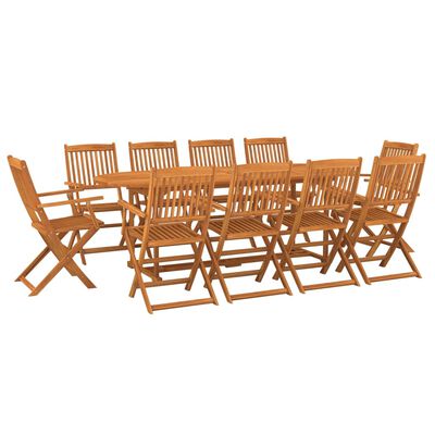 vidaXL Set comedor de jardín 11piezas madera maciza acacia 220x90x75cm