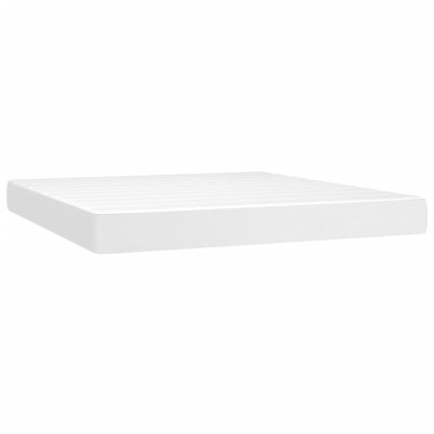 vidaXL Cama box spring colchón y LED cuero sintético blanco 180x200 cm