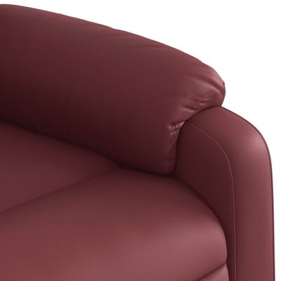 vidaXL Sillón de masaje reclinable cuero sintético rojo tinto