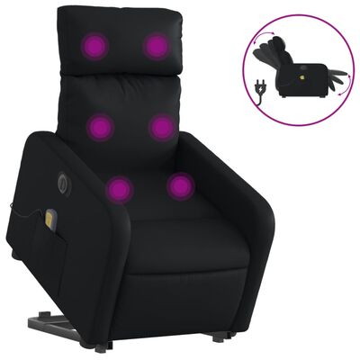 vidaXL Sillón de masaje elevable eléctrico cuero sintético negro