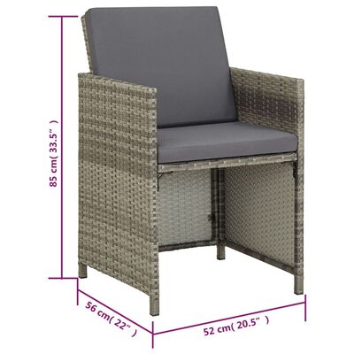 vidaXL Set de comedor de jardín 9 pzas y cojines ratán sintético gris