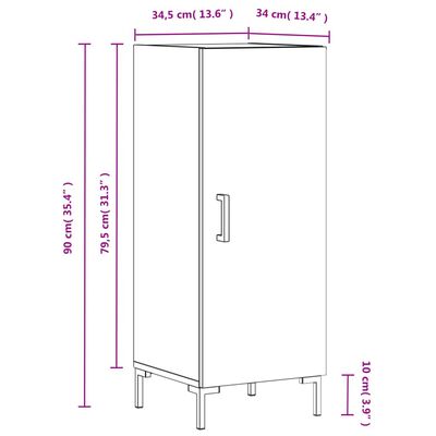 vidaXL Aparador madera de ingeniería roble ahumado 34,5x34x90 cm