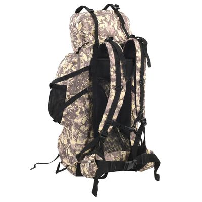 vidaXL Mochila de senderismo tela oxford marrón camuflaje 60 l