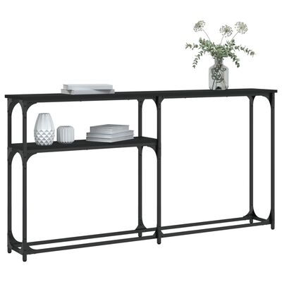 vidaXL Mesa consola madera de ingeniería negra 145x22,5x75 cm